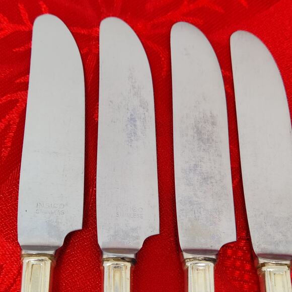 6X BK Antique Rogers Bros Insico Silhouette Silver Plated Short Butter Knives - Picture 8 of 11
